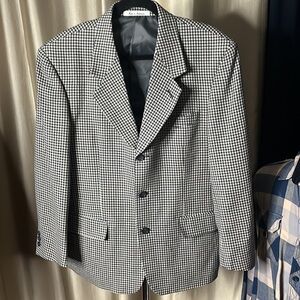 Tom Tailor Wool Houndstooth Black & White Cream 3 button 39S suit jacket coat